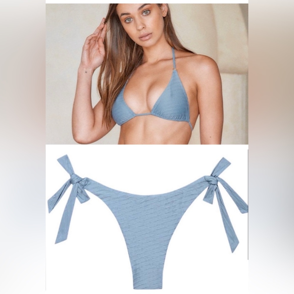 Monday Swimwear Light Blue Tie-Side Triangle Bikini